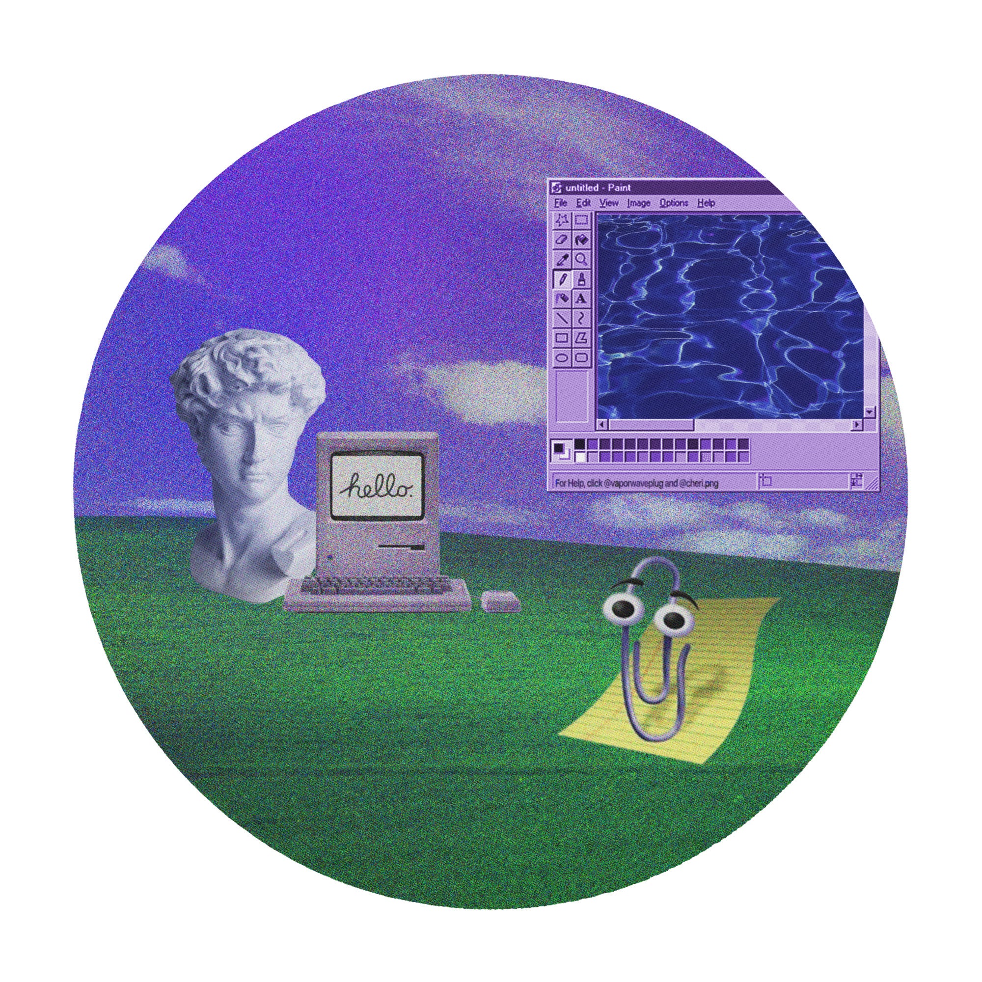 だって*****様3点まとめ MARIE PIERRE VAPORWAVE round-mouse-pad-white-front-